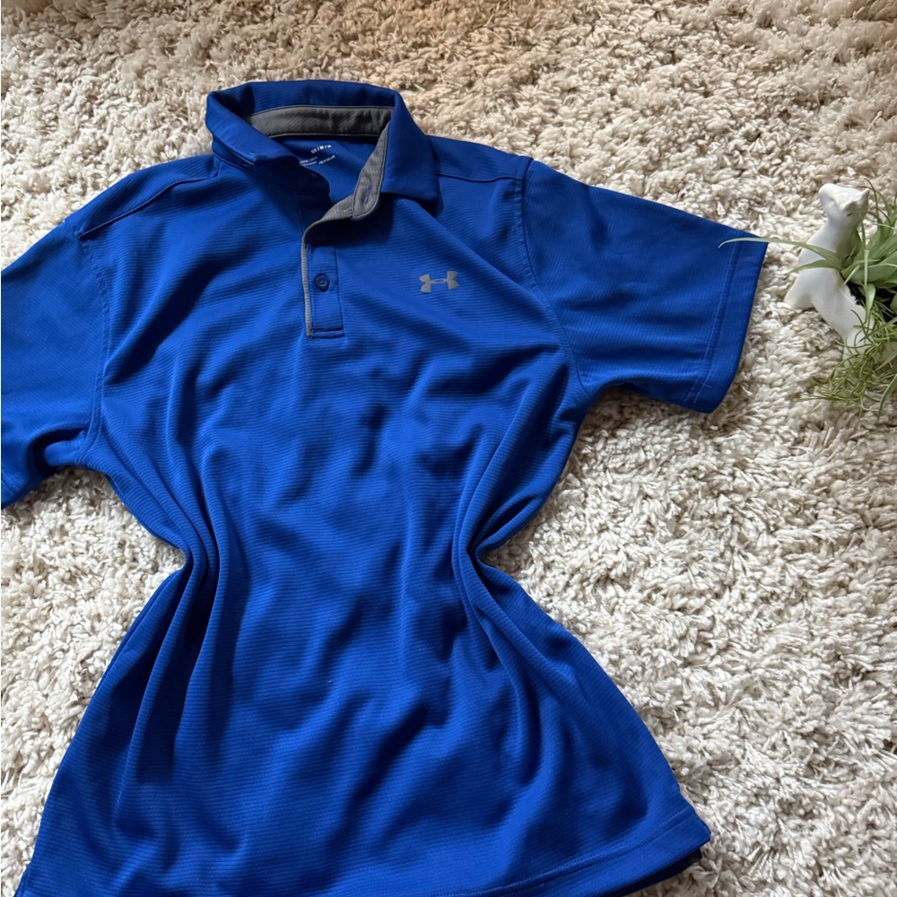 Blue Under Armour men’s athletic breathable polo shirt